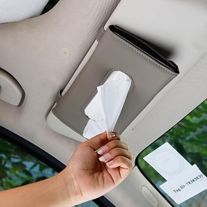 robustt car tissue box holder - pack of 1 grey  reusable tissue box for car  pu leather  adjustable strap  versatile design  easy to use