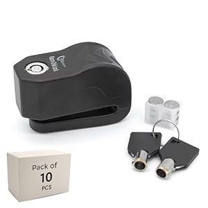 robustt disc lock for bikes - pack of 2  anti theft alarm disc lock  built-in 120 db alarm system  58 mm  material  waterproof and dust proof  rust- resistant  6 backup batteries
