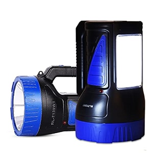robustt dual led search light cum emergency light with long range upto 1 km75 wattabs plastic materiallong range portable water resistant amp shock proof rechargeable high brightness led kisan torch light with charging plug assorted color design -1