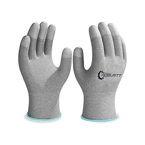 robustt esd grey safety gloves  pack of 1  carbon fibre with anti - static technology  snug fit slip resistant  reusable amp washable gloves  hand gloves for electrical appliances
