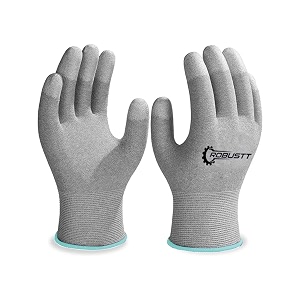 robustt esd grey safety gloves  pack of 1  carbon fibre with anti - static technology  snug fit slip resistant  reusable amp washable gloves  hand gloves for electrical appliances