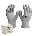 Robustt ESD Grey Safety gloves | Pack of 100 | Carbon Fibre with Anti - Static Technology | Snug Fit, Slip Resistant | Reusable &amp; Washable Gloves | Hand Gloves for Electrical Appliances