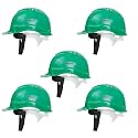 Robustt Safety Helmet - Green (Pack of 5) | Adjustable Headband | Heavy Duty Material | As Per ISI Safety Standard | Non Irritant and Soft Fabric | Lightweight and Durable