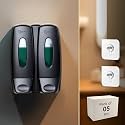 Robustt Versatile Double Section Wall Mount Liquid Soap Dispenser - 2 x 350ml Capacity - with Adhesive Hooks | Space-Saving Design for Bathroom, Kitchen, Hotels, Malls | Easy Installation (Pack of 5)