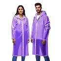 Robustt Unisex Raincoat EVA Long Length With Hood - Transparent (Pack of 1) | Waterproof Rain Poncho