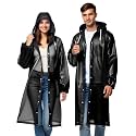 Robustt Unisex Raincoat EVA Long Length With Hood - Transparent (Pack of 1) | Waterproof Rain Poncho