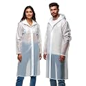 Robustt Unisex Raincoat EVA Long Length With Hood - Transparent (Pack of 1) | Waterproof Rain Poncho