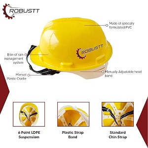 robustt x shree jee nape type adjusment-safety helmetconstruction helmet protection for outdoor work head safety hat yellow pack of 16