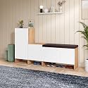 Rocco Trudo Shoe Cabinet | Engineered Wood Shoe Rack with Soft-Close Doors &amp; Adjustable Shelf | Premium Matte Finish | Modular Design for Hallway &amp; Bedroom (6 Pair + 10 Pair + 12 Pair Seat Cabinet)