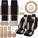 ROCEEI 47 Pcs Car Seat Cover Full Set Car Accessories, Beige