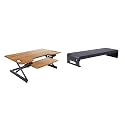 Rocelco 40" Large Height Adjustable Standing Desk Converter with Dual Monitor Stand BUNDLE - Quick Sit Stand Up Computer Workstation Riser - Retractable Keyboard Tray - Teak (R DADRT-40-DMS)