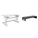 Rocelco 40" Large Height Adjustable Standing Desk Converter with Dual Monitor Stand Bundle - Quick Sit Stand Up Computer Workstation Riser - Retractable Keyboard Tray - White (R DADRW-40-DMS)