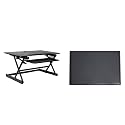 Rocelco 40" Large Height Adjustable Standing Desk Converter with Anti Fatigue Mat BUNDLE - Tall Quick Sit Stand Up Computer Workstation Riser - Retractable Keyboard Tray - Black (R DADRB-40-MAFM)