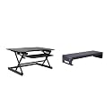 Rocelco 40" Large Height Adjustable Standing Desk Converter with Dual Monitor Stand Bundle - Quick Sit Stand Up Computer Workstation Riser - Retractable Keyboard Tray - Black (R DADRB-40-DMS)