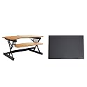 Rocelco 40" Large Height Adjustable Standing Desk Converter with Anti Fatigue Mat BUNDLE - Quick Sit Stand Up Computer Workstation Riser - Retractable Keyboard Tray - Black (R DADRT-40-MAFM)