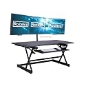 Rocelco 46" Height Adjustable Standing Desk Converter - Desktop AC USB Charger - Sit Stand Up Triple Monitor Riser - Tall Computer Workstation - Retractable Keyboard Tray - Black (R DADRB-46-ACUSB)