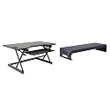 Rocelco 46" Large Height Adjustable Standing Desk Converter with Double Monitor Mount Stand BUNDLE - Quick Sit Stand Up Computer Workstation Riser - Retractable Keyboard Tray - Black (R DADRB-46-DMS)