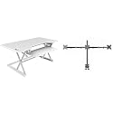 Rocelco 46" Large Height Adjustable Standing Desk Converter with Triple Monitor Mount BUNDLE - Quick Sit Stand Up Computer Workstation Riser - Retractable Keyboard Tray - White (R DADRW-46-DM3)