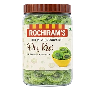 rochirams dried kiwi slices  bite into the good stuff  sweet amp tangy dehydrated kiwi fruit  healthy snack baking topping amp dry fruits  fresh amp natural  250gm