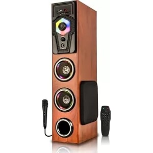 rock more rm-2109 70 w bluetooth tower speaker brown 21 channel