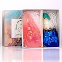 Rock Soap- Soap Rocks set of 2- Gemstone Soaps with Real Crystals inside- Decorative Crystal Soap with Natural Ingredients &amp; Essential Oil- Moisturizing &amp; Scented Fancy Soap Gift for Women &amp; Men