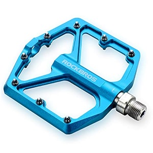 rockbros mountain bike pedals mtb pedals bicycle flat pedals aluminum 91634 sealed bearing lightweight platform for road mountain bmx mtb bike blue