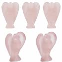Rockcloud 1.5 inch Pack of 5 Rose Quartz Stone Angel Figurine Statue