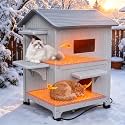 Rockever Heated Cat House for Outside in Winter with Escape Door