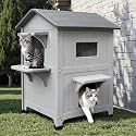 Rockever Plastic Insulated Outdoor Cat House with Escape Door
