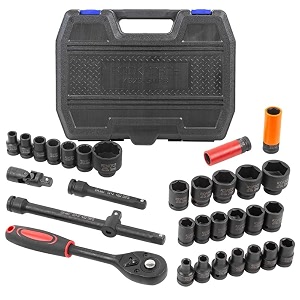 rockforce air impact socket wrench set 32pcs 1234 6 point 8-32mm 12point 10121415171936mm cr-mo