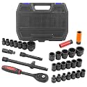 ROCKFORCE Air Impact Socket Wrench Set 32pcs, 1/2", 6 point: 8-32mm, 12point: 10,12,14,15,17,19,36mm, Cr-Mo