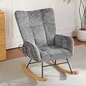 Rocking Chair Nursery,Modern Nursery Rocking Reading Chair Indoor, Cozy Upholstered Glider Rocker Chairs for Living Room Bedroom Offices, Sillas Mecedoras(Chenille, Dark Grey)
