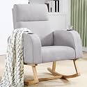 HCHAIRH Rocking Chair Nursery, Nursery Rocking Chairs with Cup Holders, Nursing Rocking Chair Glider Rocker Indoor for Nursery, Living Room, Bedroom, Grey