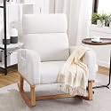 HCHAIRH Rocking Chair Nursery, Teddy Nursing Rocking Armchair for Mom Nursery Morden Rocker Chair with High Backrest for Living Room,Bedroom,White