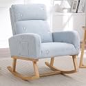 HCHAIRH Rocking Chair Nursery, Sherpa Nursing Rocking Chairs, Upholstered Nursery Glider Rocker for Mom Nursery Morden Rocking Chair with Side Pocket for Living Room,Bedroom,Teddy Blue Printed