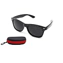 Rockoshop Lazy Spectacles Pinhole Vision Correction Glasses Eyesight Improvement For Men/Women/Kids with Hard Case (Black)