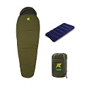 Rocksport Extra Warmth Sleeping Bag for Adults (-7°C to +3°C) | Heavy-Duty, Waterproof &amp; Compact Winter Sleeping Bag for Men &amp; Women | Thick Fleece-Lined Camping &amp; Trekking Sleep Bag (Military Green)
