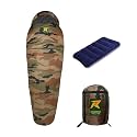 Rocksport Extra Warmth Sleeping Bag for Adults (-7°C to +3°C) | Heavy-Duty, Waterproof &amp; Compact Winter Sleeping Bag for Men &amp; Women | Thick Fleece-Lined Camping &amp; Trekking Sleep Bag (Camo)