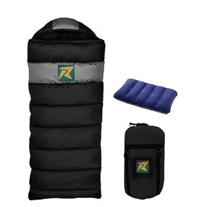 rocksport karakoram -5 degree c to 5 degree c sleeping bag for adultscamping hiking indoor amp outdoor with extra fur lining for winters l free air pillow amp adventure passblack