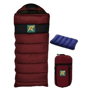 rocksport karakoram -5c to 5c sleeping bag with reliance hollow fibre for camping hiking indoor amp outdoor l free air pillow amp adventure passmaroon