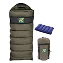 Rocksport Karakoram -5°C to +5°C Sleeping Bag with Reliance Hollow Fibre for Camping, Hiking, Indoor &amp; Outdoor l Free Air Pillow &amp; Adventure Pass (Military Green)
