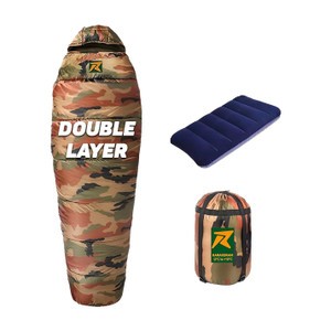 rocksport karakoram with fleece liner -2c to 10 c camouflage 17 kg sleeping bag