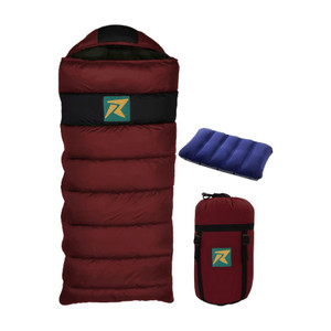rocksport karakoram rectangular -5c degree reliance hollow fibre with free air pillow sleeping bag