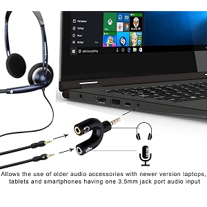 rockstar 35mm audio jack to headphone microphone splitter converter adaptor designed for mobile tablet and laptop pack of 5