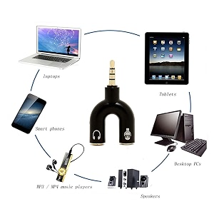 rockstar audio splitter 35mm jack to headphone microphone  audio splitter mic and headphone converter adaptor designed for mobile tablet and laptop pack of 1
