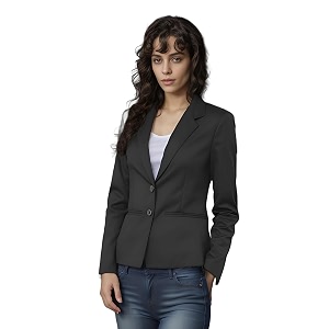 rocksy black smart casual formal blazer for female regular fit stylish blazer for women