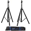 Rockville RVES1 Pair Adjustable Tripod PA Speaker Stands with Carry Bag