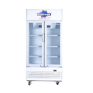 rockwell rvc580a visi cooler double glass door internal led heavy-duty cooling white 4-year warranty