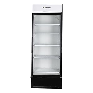 rockwell rvc700b visi cooler single glass door internal led heavy-duty cooling dynamic cooling black 4-year warranty