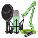 Rode NT1 Signature Series Condenser Microphone (Green) with Gr PSA1+ Studio Boom Arm and XLR-3 Cable (Green)
